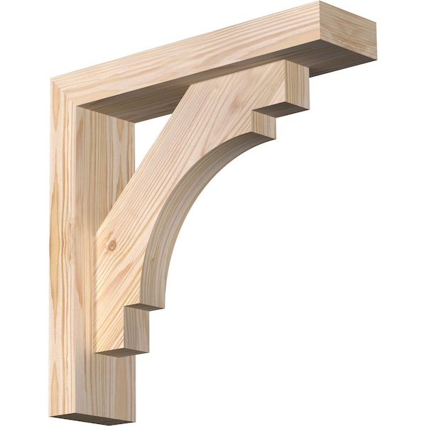 Ekena Millwork Merced Block Smooth Bracket w/ Offset Brace, Douglas Fir, 3 1/2"W x 14"D x 14"H BKT0402X14X14MRC05SDF - main